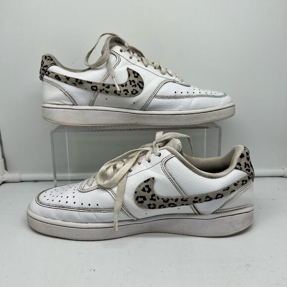 Nike Shoes Womens 9 Court Vision Low White Leopard Swoosh DD9665-100 - Picture 2 of 9